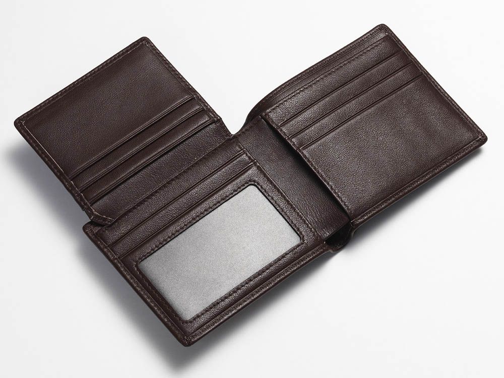 Brown Tri-Fold Wallet Open